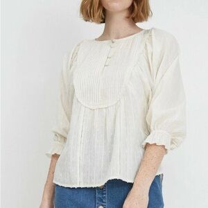 Apiece Apart Cala pintuck-bib 100% Cotton Blouse